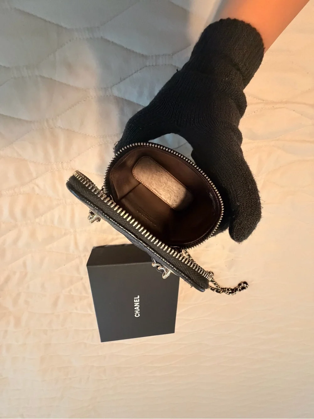 CHANEL Vertical Vanity in Black Caviar Leather with Gold Hardware